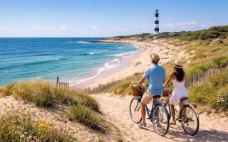 plage-oleron-phare-couple-velo