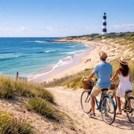 plage-oleron-phare-couple-velo