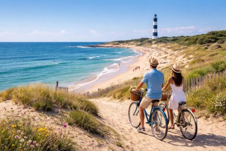 plage-oleron-phare-couple-velo