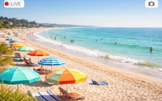plage-carnac-parasols-sable-vacanciers