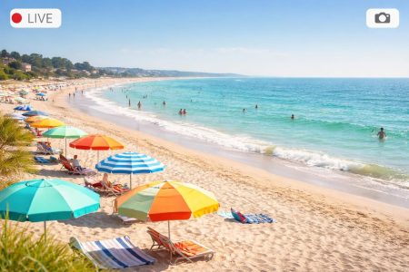 plage-carnac-parasols-sable-vacanciers