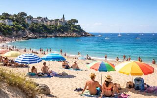 plage-dinard-bateaux-parasols-personnes