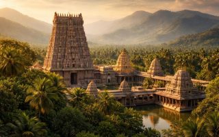 temple-inde-verdure-cocotiers-montagnes
