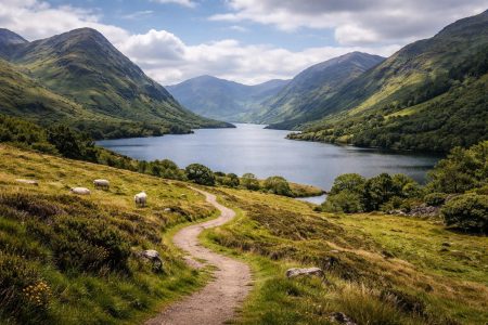 connemara-montagnes-lac-moutons-sentier
