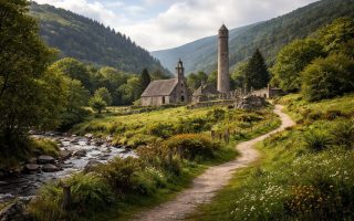 glendalough-vestiges-pierre-collines-verdoyantes
