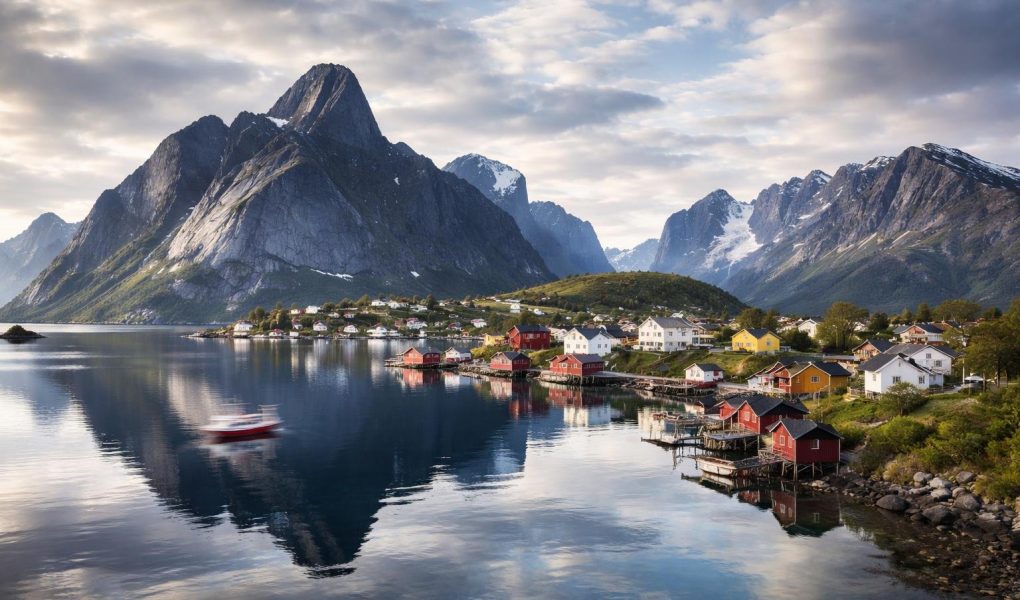iles-lofoten-montagnes-village-paysage