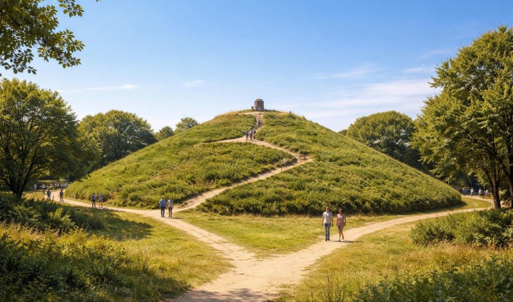 tumulus-saint-michel-colline-arbres-ciel-bleu