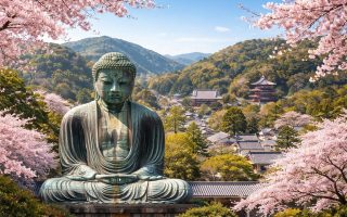bouddha-cerisiers-collines-temples-japonais
