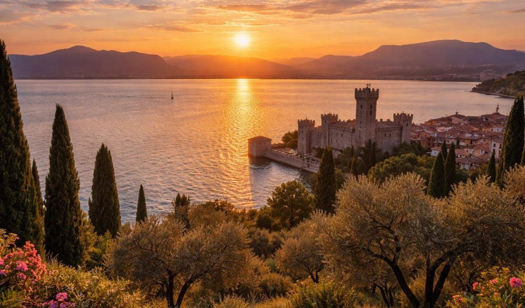 lac-garde-sirmione-coucher-soleil-chateau