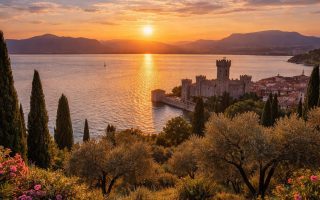 lac-garde-sirmione-coucher-soleil-chateau