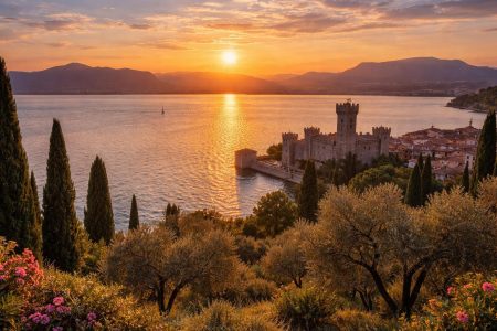 lac-garde-sirmione-coucher-soleil-chateau