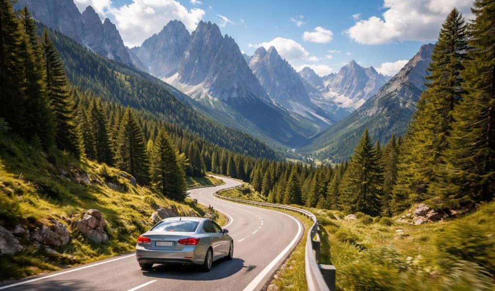voiture-route-montagnes-dolomites대화