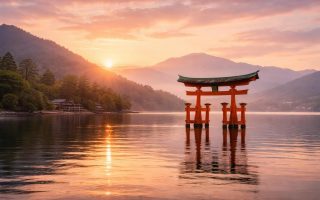 miyajima-torii-soleil-montagnes-mer