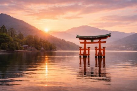 miyajima-torii-soleil-montagnes-mer